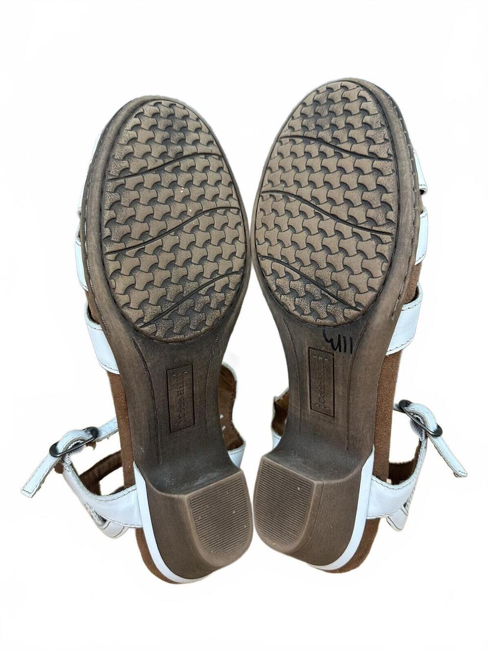 Cobb Hill White Leather Strappy Block Heel Sandals - Picture 6 of 8